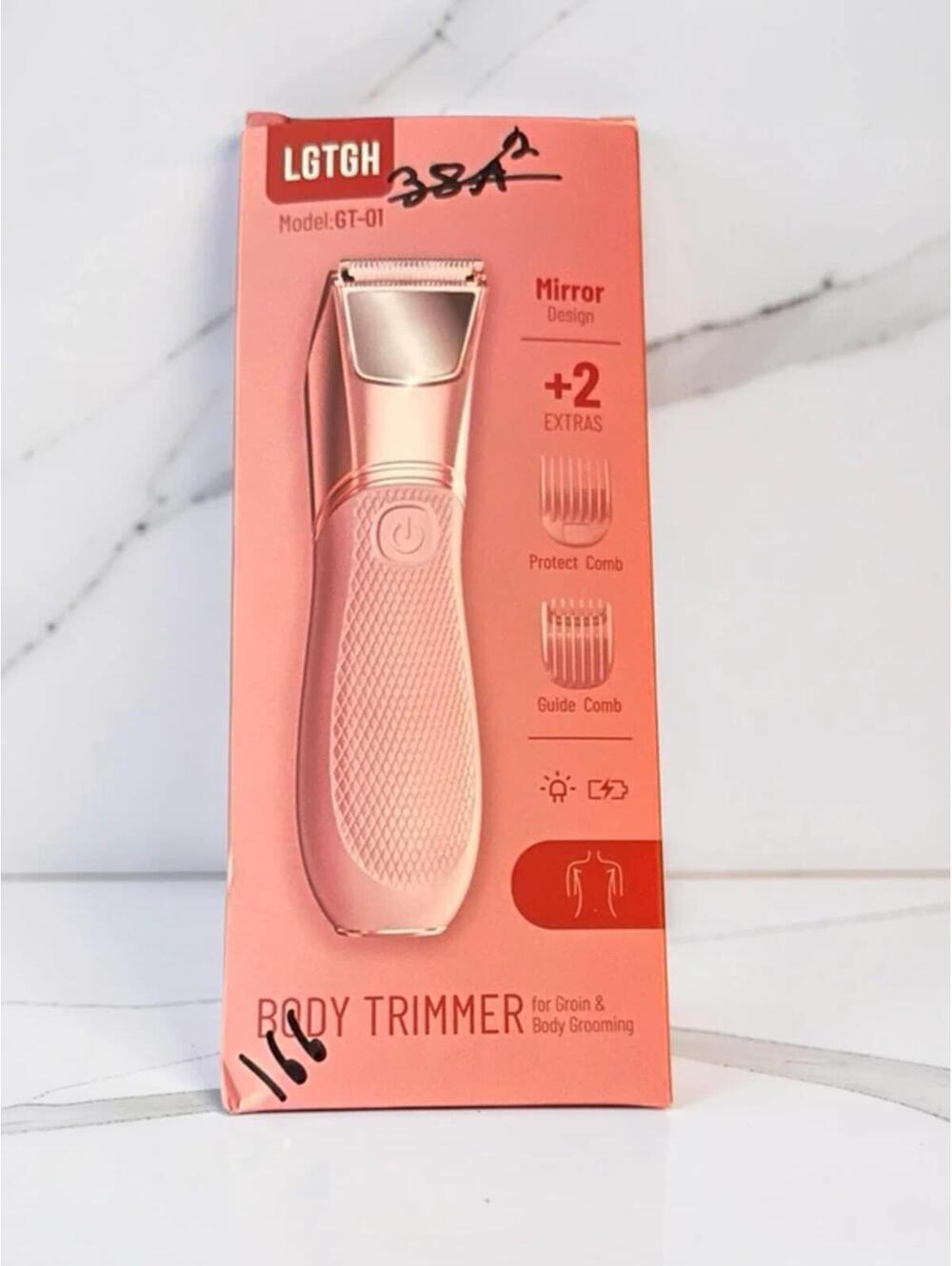 Women’s 2-in-1 Bikini Trimmer–Cordless, Waterproof (IPX7), LED Light, USB - Pink